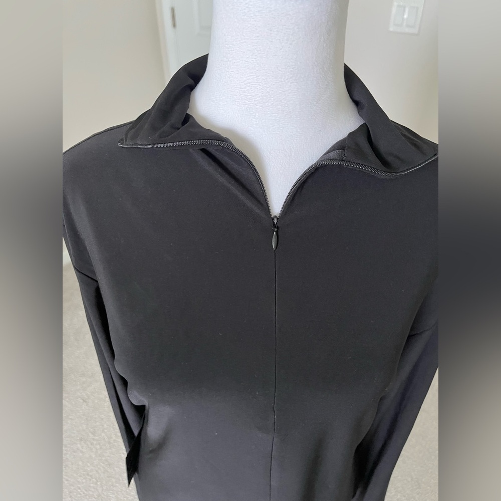 NWT Norma Kamali Black VNeck Longsleeve 1/4 Zip Top Size XL - Picture 2 of 12